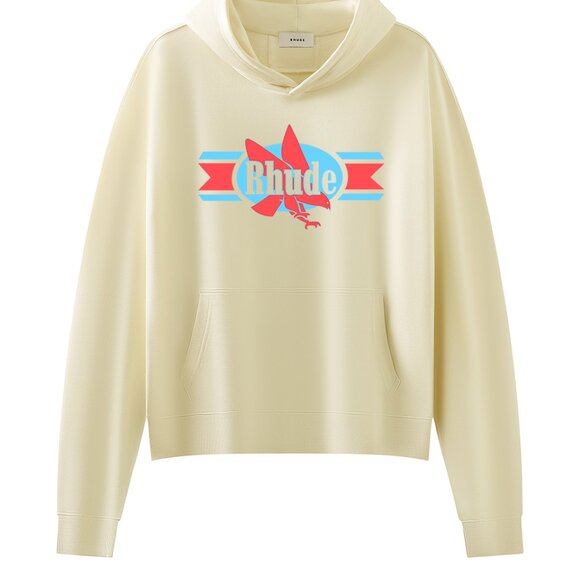 Rhude Beige Retro Bird Graphic Print Hoodie - Picture 1 of 8